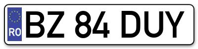 Placuta inmatriculare numar auto  BZ-84-DUY, BZ 84 DUY, BZ84DUY