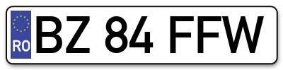 Placuta inmatriculare numar auto  BZ-84-FFW, BZ 84 FFW, BZ84FFW