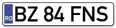 Placuta inmatriculare numar auto  BZ-84-FNS, BZ 84 FNS, BZ84FNS