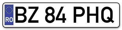 Placuta inmatriculare numar auto  BZ-84-PHQ, BZ 84 PHQ, BZ84PHQ