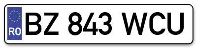 Placuta inmatriculare numar auto  BZ-843-WCU, BZ 843 WCU, BZ843WCU