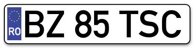 Placuta inmatriculare numar auto  BZ-85-TSC, BZ 85 TSC, BZ85TSC