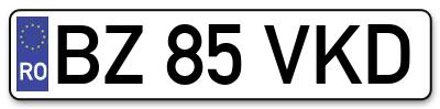 Placuta inmatriculare numar auto  BZ-85-VKD, BZ 85 VKD, BZ85VKD