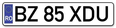 Placuta inmatriculare numar auto  BZ-85-XDU, BZ 85 XDU, BZ85XDU
