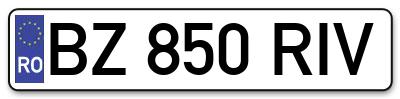 Placuta inmatriculare numar auto  BZ-850-RIV, BZ 850 RIV, BZ850RIV