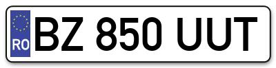 Placuta inmatriculare numar auto  BZ-850-UUT, BZ 850 UUT, BZ850UUT