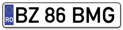 Placuta inmatriculare numar auto  BZ-86-BMG, BZ 86 BMG, BZ86BMG