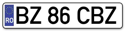 Placuta inmatriculare numar auto  BZ-86-CBZ, BZ 86 CBZ, BZ86CBZ
