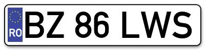 Placuta inmatriculare numar auto  BZ-86-LWS, BZ 86 LWS, BZ86LWS