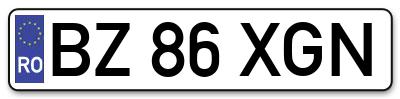 Placuta inmatriculare numar auto  BZ-86-XGN, BZ 86 XGN, BZ86XGN