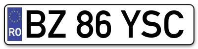 Placuta inmatriculare numar auto  BZ-86-YSC, BZ 86 YSC, BZ86YSC