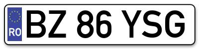 Placuta inmatriculare numar auto  BZ-86-YSG, BZ 86 YSG, BZ86YSG