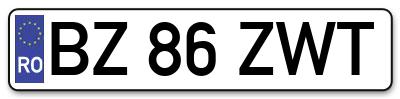 Placuta inmatriculare numar auto  BZ-86-ZWT, BZ 86 ZWT, BZ86ZWT