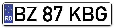 Placuta inmatriculare numar auto  BZ-87-KBG, BZ 87 KBG, BZ87KBG