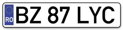 Placuta inmatriculare numar auto  BZ-87-LYC, BZ 87 LYC, BZ87LYC