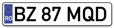 Placuta inmatriculare numar auto  BZ-87-MQD, BZ 87 MQD, BZ87MQD