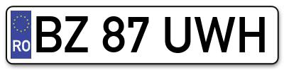 Placuta inmatriculare numar auto  BZ-87-UWH, BZ 87 UWH, BZ87UWH