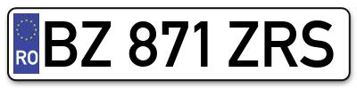 Placuta inmatriculare numar auto  BZ-871-ZRS, BZ 871 ZRS, BZ871ZRS