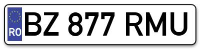 Placuta inmatriculare numar auto  BZ-877-RMU, BZ 877 RMU, BZ877RMU