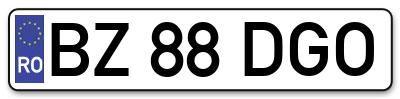 Placuta inmatriculare numar auto  BZ-88-DGO, BZ 88 DGO, BZ88DGO