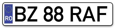 Placuta inmatriculare numar auto  BZ-88-RAF, BZ 88 RAF, BZ88RAF