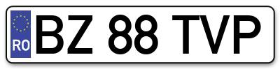 Placuta inmatriculare numar auto  BZ-88-TVP, BZ 88 TVP, BZ88TVP