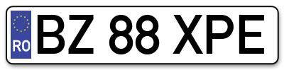 Placuta inmatriculare numar auto  BZ-88-XPE, BZ 88 XPE, BZ88XPE