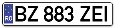 Placuta inmatriculare numar auto  BZ-883-ZEI, BZ 883 ZEI, BZ883ZEI