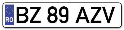 Placuta inmatriculare numar auto  BZ-89-AZV, BZ 89 AZV, BZ89AZV