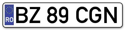 Placuta inmatriculare numar auto  BZ-89-CGN, BZ 89 CGN, BZ89CGN