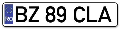 Placuta inmatriculare numar auto  BZ-89-CLA, BZ 89 CLA, BZ89CLA