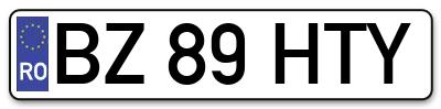 Placuta inmatriculare numar auto  BZ-89-HTY, BZ 89 HTY, BZ89HTY