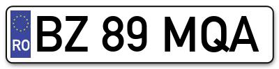 Placuta inmatriculare numar auto  BZ-89-MQA, BZ 89 MQA, BZ89MQA