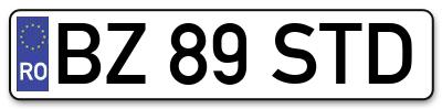 Placuta inmatriculare numar auto  BZ-89-STD, BZ 89 STD, BZ89STD