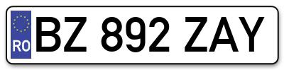 Placuta inmatriculare numar auto  BZ-892-ZAY, BZ 892 ZAY, BZ892ZAY