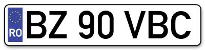 Placuta inmatriculare numar auto  BZ-90-VBC, BZ 90 VBC, BZ90VBC