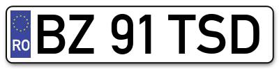 Placuta inmatriculare numar auto  BZ-91-TSD, BZ 91 TSD, BZ91TSD