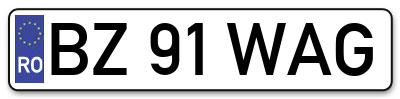 Placuta inmatriculare numar auto  BZ-91-WAG, BZ 91 WAG, BZ91WAG