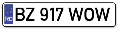 Placuta inmatriculare numar auto  BZ-917-WOW, BZ 917 WOW, BZ917WOW