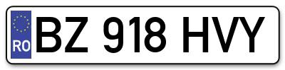 Placuta inmatriculare numar auto  BZ-918-HVY, BZ 918 HVY, BZ918HVY