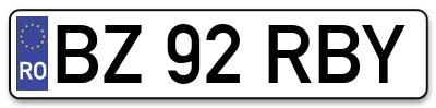 Placuta inmatriculare numar auto  BZ-92-RBY, BZ 92 RBY, BZ92RBY