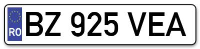Placuta inmatriculare numar auto  BZ-925-VEA, BZ 925 VEA, BZ925VEA