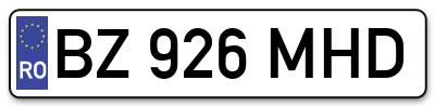 Placuta inmatriculare numar auto  BZ-926-MHD, BZ 926 MHD, BZ926MHD