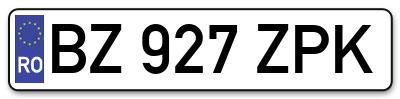Placuta inmatriculare numar auto  BZ-927-ZPK, BZ 927 ZPK, BZ927ZPK