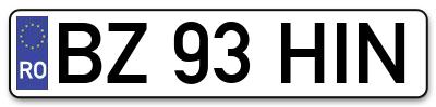 Placuta inmatriculare numar auto  BZ-93-HIN, BZ 93 HIN, BZ93HIN