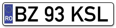 Placuta inmatriculare numar auto  BZ-93-KSL, BZ 93 KSL, BZ93KSL