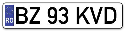 Placuta inmatriculare numar auto  BZ-93-KVD, BZ 93 KVD, BZ93KVD