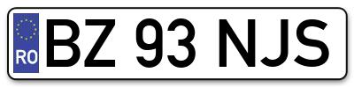 Placuta inmatriculare numar auto  BZ-93-NJS, BZ 93 NJS, BZ93NJS