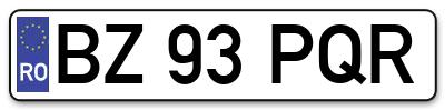 Placuta inmatriculare numar auto  BZ-93-PQR, BZ 93 PQR, BZ93PQR
