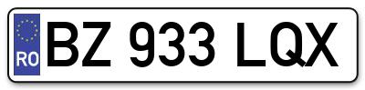Placuta inmatriculare numar auto  BZ-933-LQX, BZ 933 LQX, BZ933LQX